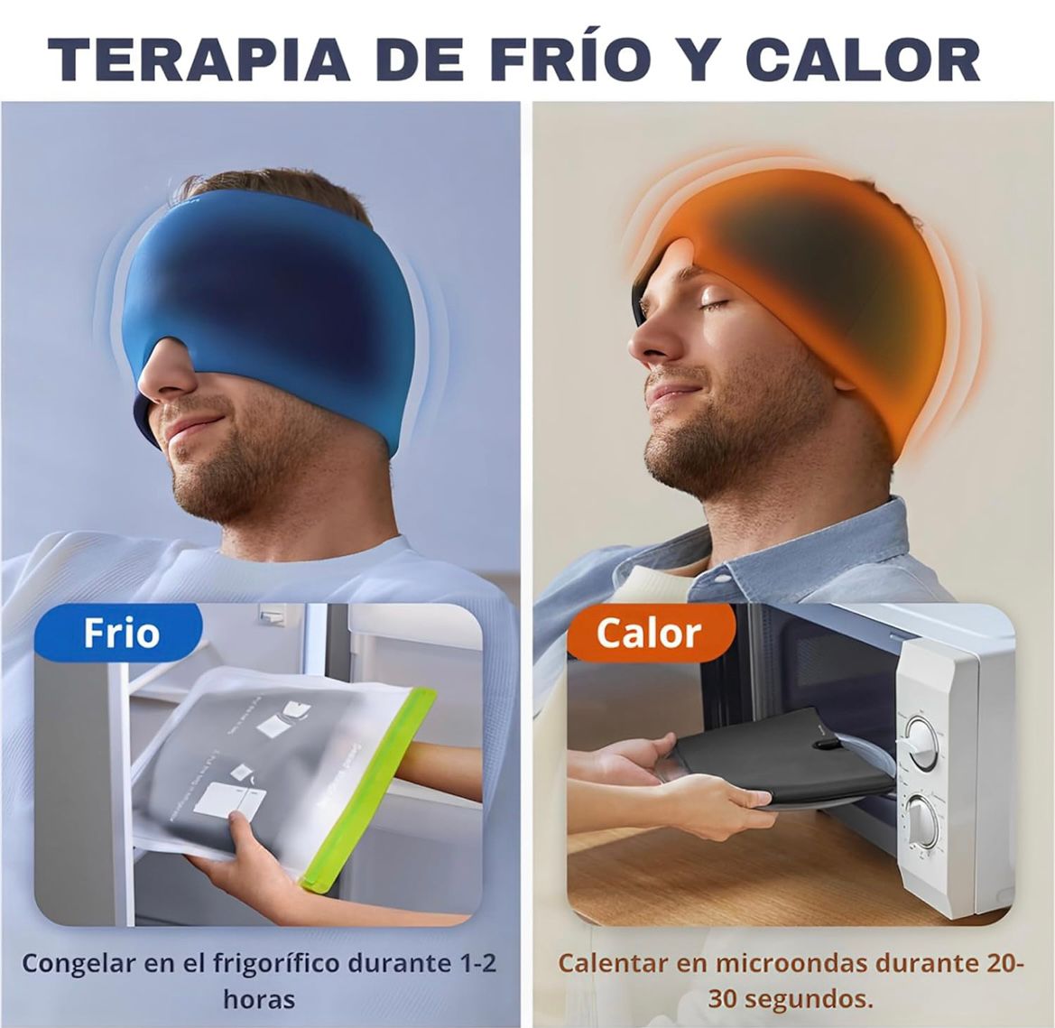 Gorro para la cabeza de Gel de migraña y dormir bien.