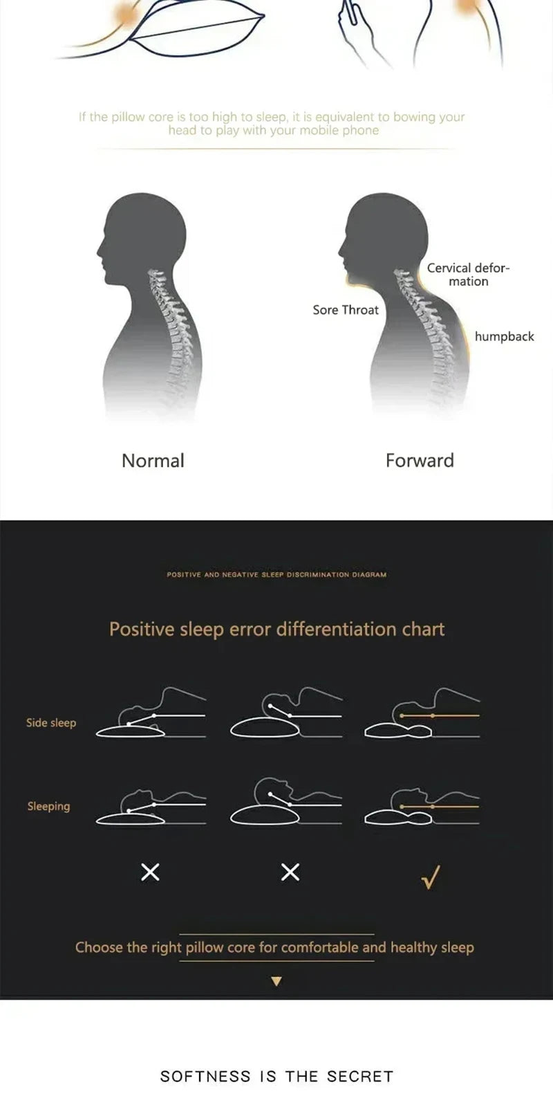 Almohada de cuello para ayudar a dormir y proteger el cuello, almohada ortopédica cervical.