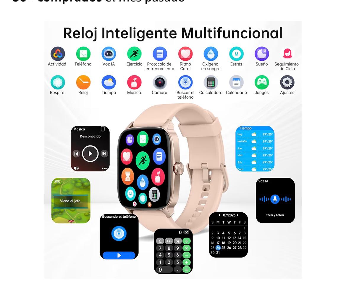 Reloj inteligente impermeable de 1,83'